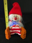 Vintage Made In Sweden Painted Wood Red Elf Gnome Knitting Mrs Santa Figurine