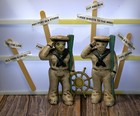 Pair Of Cast Iron Sailor Coin Banks     Antique     Military Memorabilia