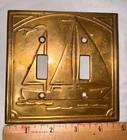 Antique Solid Vintage Brass Sailboat Double Light Switch Cover Plate Nautical