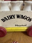 Vintage Wooden Dairy Wagon Pull Toy By Playskool With 5 Wooden Bottles Original