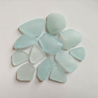 12 Med Pieces Of Aqua Sea Glass  Light Blue  Genuine  Surf Tumbled Beach Glass