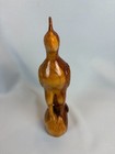 Vintage Hand Carved Wood Bird Figurine Crested Peacock Statue