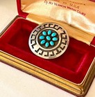 Vintage Navajo Roscoe Scott Turquoise   Sterling Silver Belt Buckle