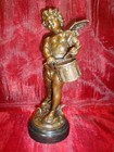 French Style Statue Sculpture Angel Drum Bronze