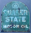Vintage Double Sided Quaker State Gas Station Tomb Stone Curb Motor Oil Sign