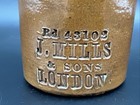 Antique J Mills   Sons London 19th Century Stoneware Beer Bottle W  Beehive Top