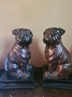 Dougal Pug Dog Bookends Set Of 2 Dark Brown Resin Seated Figurines 8 5 Inch