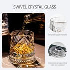 360 Degree Rotating Whiskey Glass Set With Ice Mold  Crystal Clear Bourbon Sc   