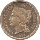 1884 Proof Three Cent Nickel - Pcgs Pr-64  Tough Date 