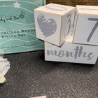 Wooden Baby Photo Sharing Milestone Age  6 Blocks Set And Bag