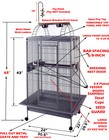 Large 75  Wrought Iron Bird Parrot Play-top Cage Cockatiel Macaw African Grey