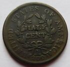 1804 Draped Bust Half Cent Plain 4 With Stems - Fine  Early Date 1 2c Penny