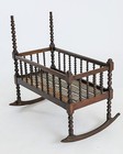 Antique  Walnut  Spindle Baby Cradle With Never Before Used Custom Mattress