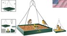 Hanging Bird Feeder Tray  Wooden Seed Platform For Garden  1 Pack  Green