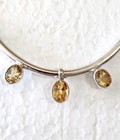 Vintage Antique Womens Necklace Sterling Silver 925  3 Citrine Gemstones