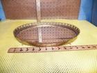 Vintage Gold Tone Filigree Oval Vanity Mirror Tray 13 75 x10 