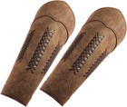 Long Style Knights Leather Battle Arm Guard Bracers Medieval Armor Costume -    