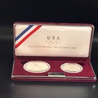1992 Us Mint Olympic Two Coin Proof Set Dollar   Half Dollar Box   Coa