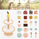 Tea Party Set Dessert Stand Playset -wooden Toys Pretend Play Food Kitchen