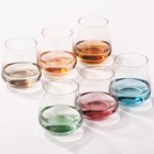 Stemless Wine Glasses Set Of 6 - Hand Blown Colored Short Wine Tumblers - 17 