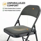Folding Chair Fabric Padded Cushion Steel Frame Indoor Outdoor Gray 6 Pack
