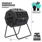 Monibloom 43 Gallon Compost Tumbler Outdoor Bpa Large Dual Chamber Tumbling