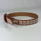 Horse Design Laced Brown Leather Belt - Size 20