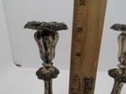 Antique Pair Of Vintage Solid Heavy Brass Silverplate Candle Sticks