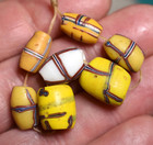 Antique Venetian Trail Decorated Yellow Glass French Cross Beads  African Trade