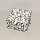 Vtg Japanese Music Box Blue Floral Paper Covered Mirror Inside Ring Jewelry Hold