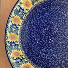 Kalich Polish Pottery Pie Dish Unikat 580 Sunflower Floral Stoneware 10in Poland