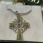  54 Irish Sterling Silver Cross Pendant Connemara Green Marble Necklace