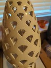 Vtg Mid Century Modern Ceramic   Wood Teardrop Large White Table Lamp Retro Boho