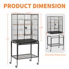 53  Large Flight Bird Cage With Rolling Stand storage Shelf Parakeets  Black