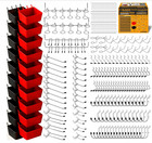 297 Piece Pegboard Hooks Kit  Peg Board Organizer Accessories With Bins For Orga