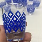 Liquor Cordial France Lidded Decanter Shot Glass Set Mid Century Blue Clear