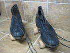 Vintage Hyde Chicago Shoe Roller Skates - Black Mens Size 6  Wood Wheels