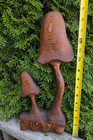 Vtg 16  Mcm Green Mountain Carved Textured Groovy Wood Mushroom Wall Decor Retro