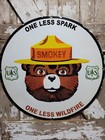 Vintage Smokey The Bear Porcelain Sign 30  National Park Us Forest Service Fire