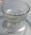 Vintage Anchor Hocking Monoco Ribbed Glass Dome   Pedestal Cake Plate   Punch