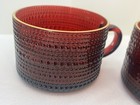 Beautiful Vintage Glass Hobnail Coffee Mug Cups In Rich Red   set Of 2 