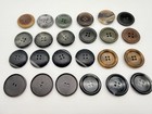 Lot  24 Vintage 2 4 Hole Sew Through Plastic Resin Celluloid Coat Buttons 1-1 8 