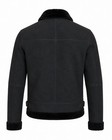 Premium Men s Black Nubuck Leather Shearling Bomber Jacket Winter Warm Zip Up   