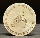 U k  Antique Casino Token  r M S Olympic White Star Line  Value 50 Mother Pearl