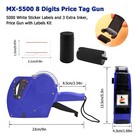 Mx-5500 8 Digits Price Tag Gun With 5000 White Sticker Labels And 3 Extra Ink   