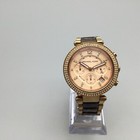 Michael Kors Parker Watch Women Gold Tone Pave Date Chronograph New Battery 6 5 