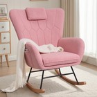 Leather wool Rocking Chair Upholstered Single Sofa W pocket Armchair Padded Seat