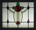 Mackintosh Rose Midsize Old English Leaded Stained Glass Window 23 75  X 19 5 
