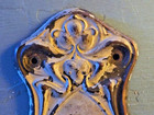 Antique Door Knob Backplate Face Plate Ornate Farmhouse Salvage Painted Metal