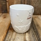 Pottery Barn Whistler Chalet Embossed Mug  1  Single Stoneware Snow Ski Gondola